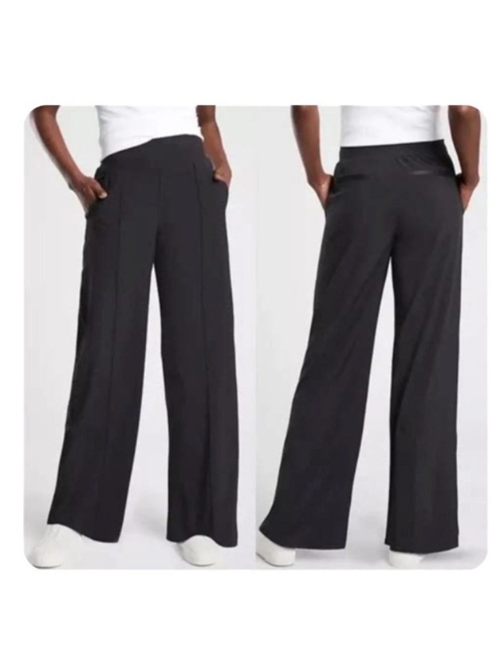 Athleta Nolita Wide Leg Pants Womens 4 Black Stretch Business Casual Travel